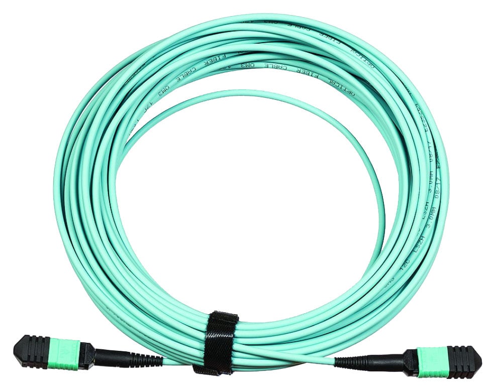 Кабель Lanmaster LAN-12M-12M/OM3B-10 12 волокон OM3, тип B (Key Up-Key Up), низкие потери, LSZH, 10  м,  аква
