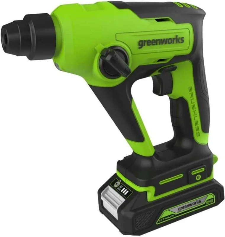 Greenworks GD24SDS1K2 Перфоратор аккумуляторный бесщеточный, 1,2 ДЖ, 24V, c АКБ 2Ач и ЗУ, в сумке [3803107UA]