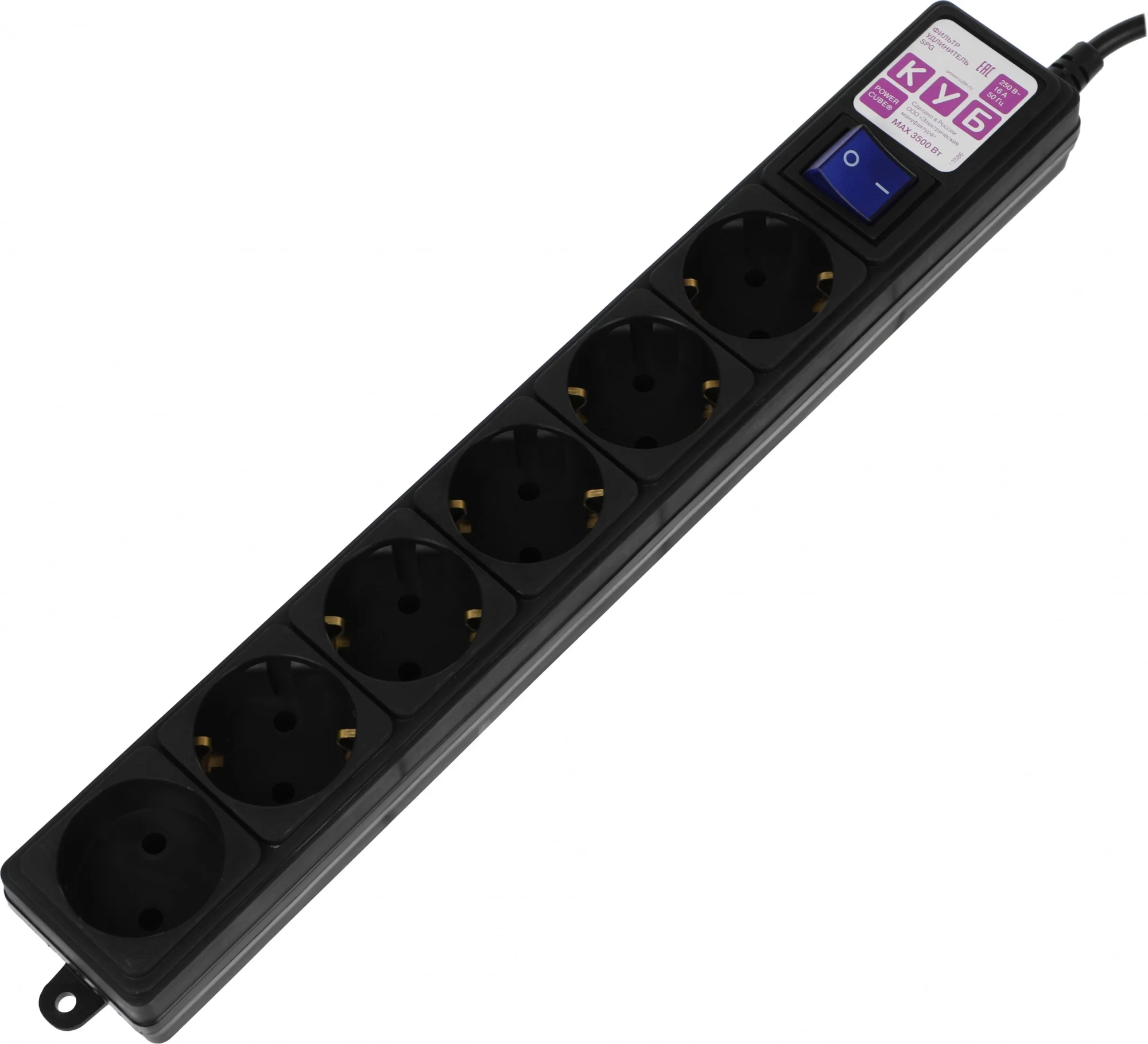 Сетевой фильтр PowerCube SPG6-B1,9M, 6 розеток, 1.9м, 16А