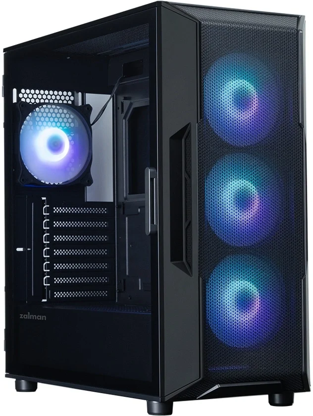 корпус ZALMAN I3 NEO ARGB V2 BLACK, ATX, BLACK, FRONT MESH, WINDOW, 2x3.5", 3x2.5", 1xUSB2.0, 2xUSB3.0, 1xUSB Type-C, FRONT 3x120mm ARGB, REAR 1x120mm ARGB