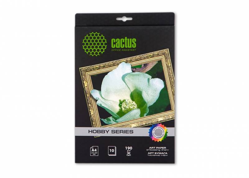 Упаковка бумаги CACTUS - лён, A4, 10л, покрытие матовое, 190г/м², белый, CS-DA419010L