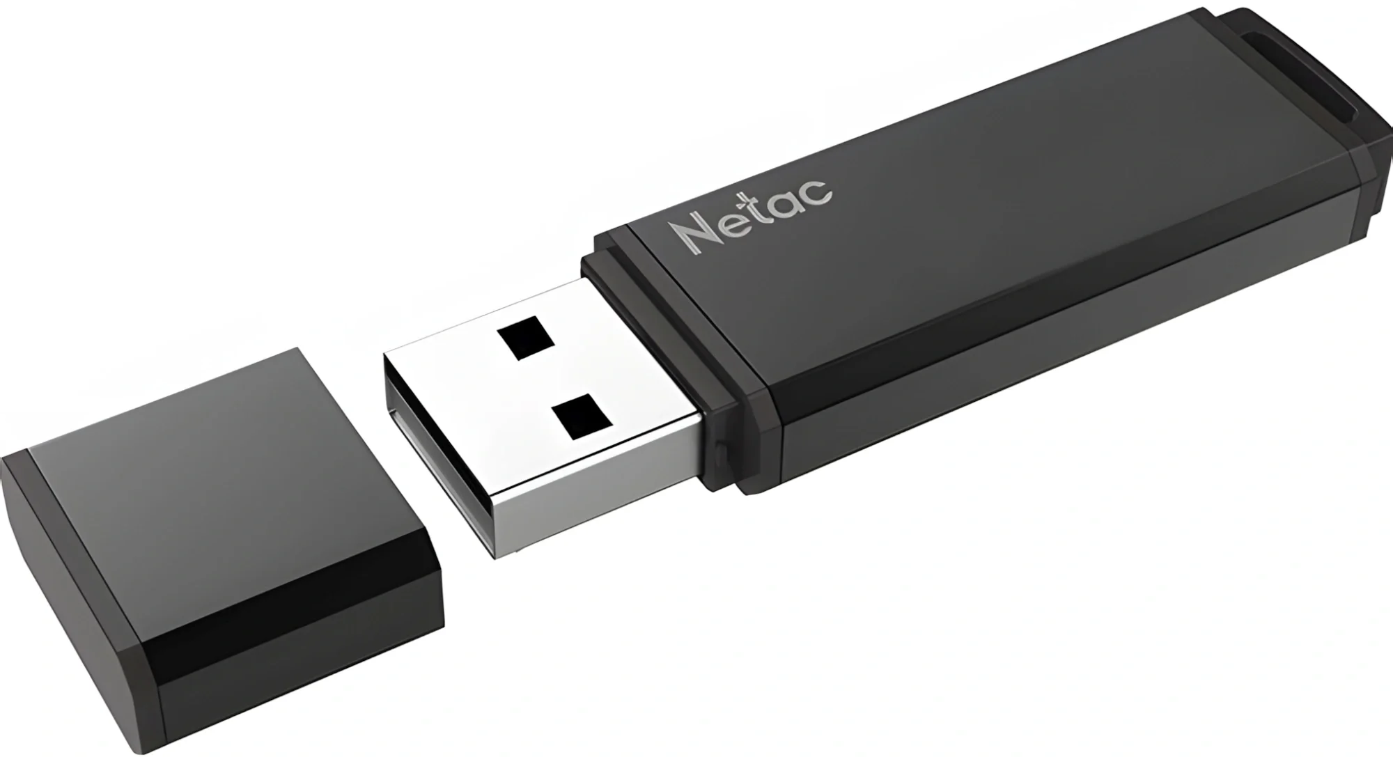 <093409> Флешка .64Gb Netac U351 USB2.0 с колпачком, металлическая, чёрный [NT03U351N-064G-20BK]