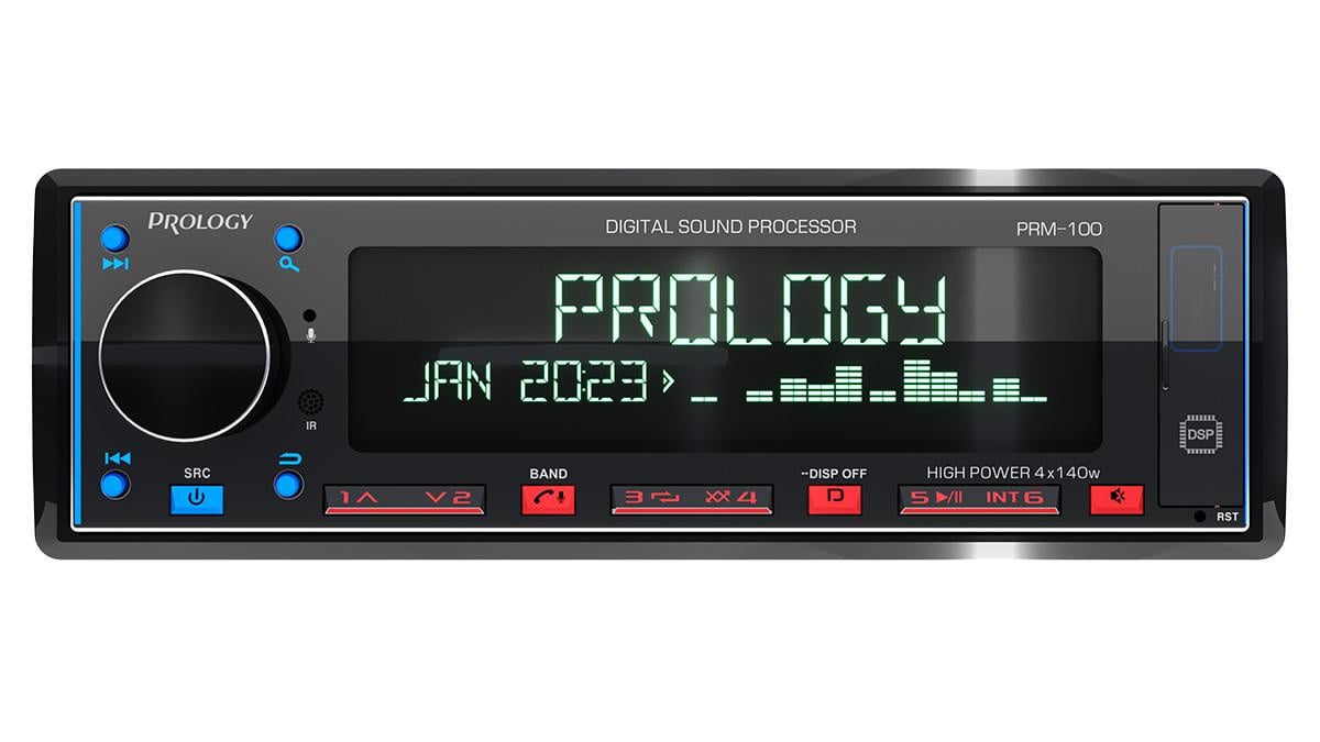 Автомагнитола Prology PRM-100, 1 DIN, Bluetooth, USB Type-A, AUX, пульт ДУ