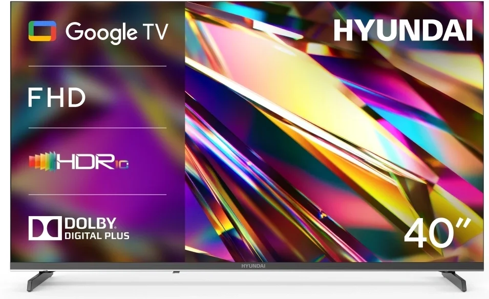 Телевизор LED Hyundai 40" H-LED40BS5011 Google TV Frameless Metal черный/черный FULL HD 60Hz DVB-T DVB-T2 DVB-C DVB-S DVB-S2 USB WiFi Smart TV