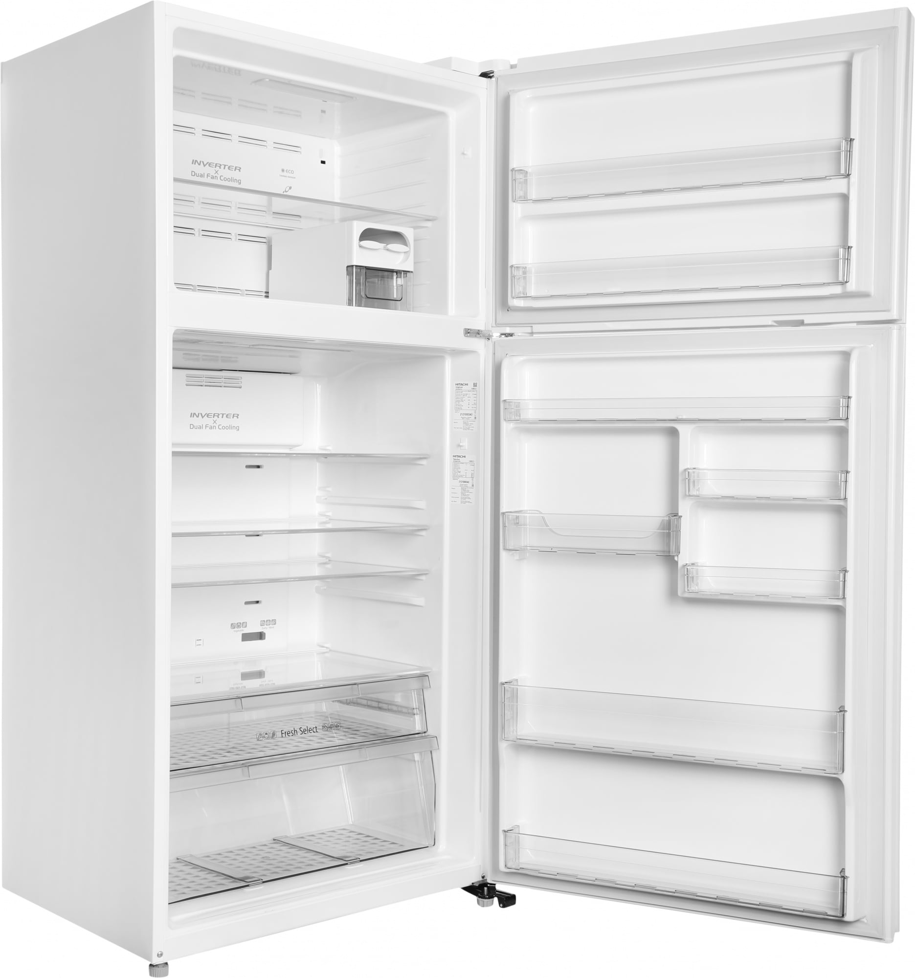 Холодильник Hitachi R-V660PUC7-1 PWH белый двухкамерный инвертер 405/145л морозилка сверху