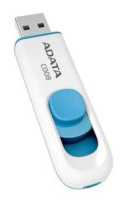 USB накопитель ADATA - Classic C008, USB Type A (USB 2.0), 16 ГБ, цвет белый, AC008-16G-RWE