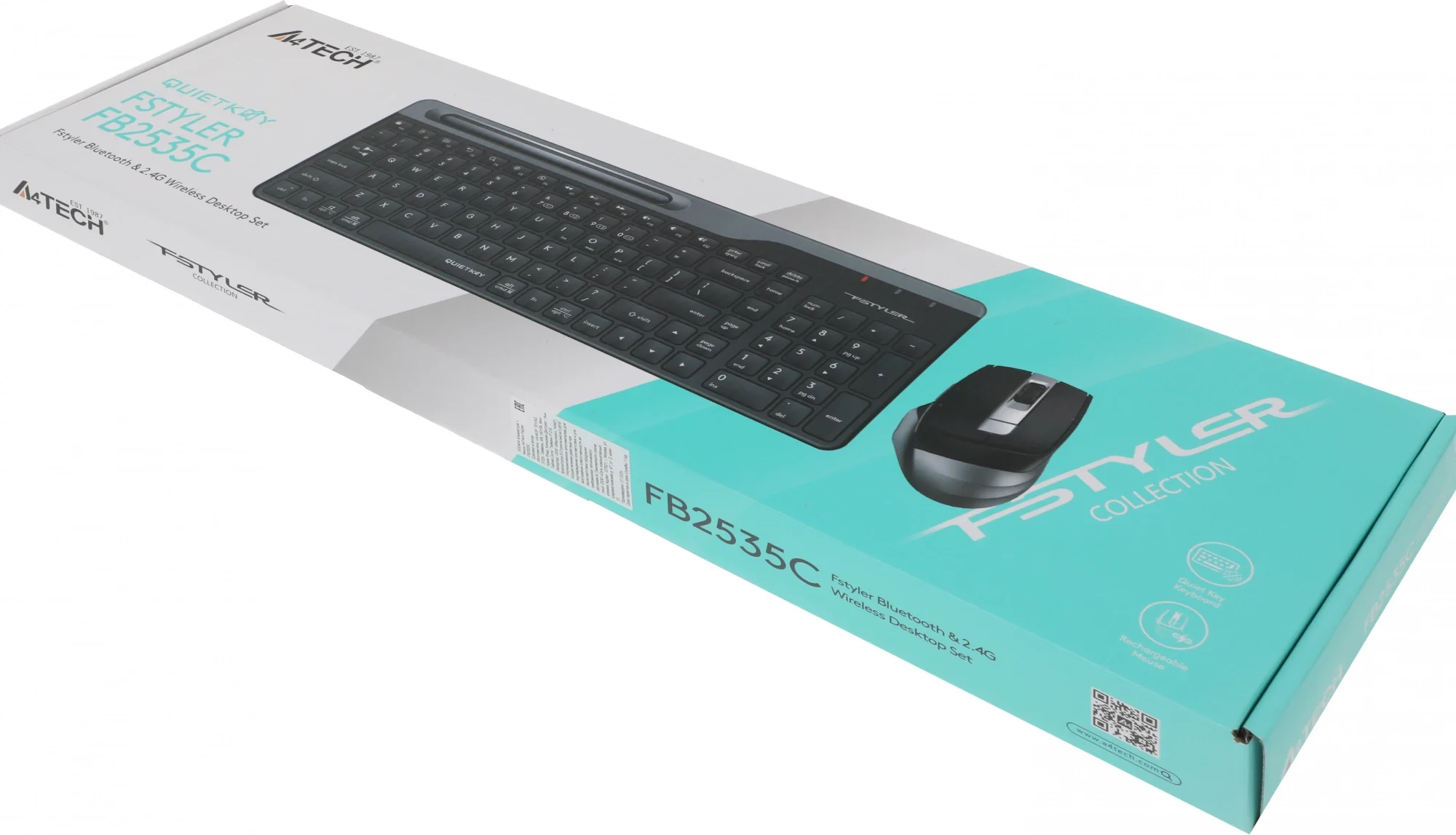 Клавиатура + мышь A4Tech Fstyler FB2535C клав:черный/серый мышь:черный/серый USB беспроводная Bluetooth/Радио slim (FB2535C SMOKY GREY)