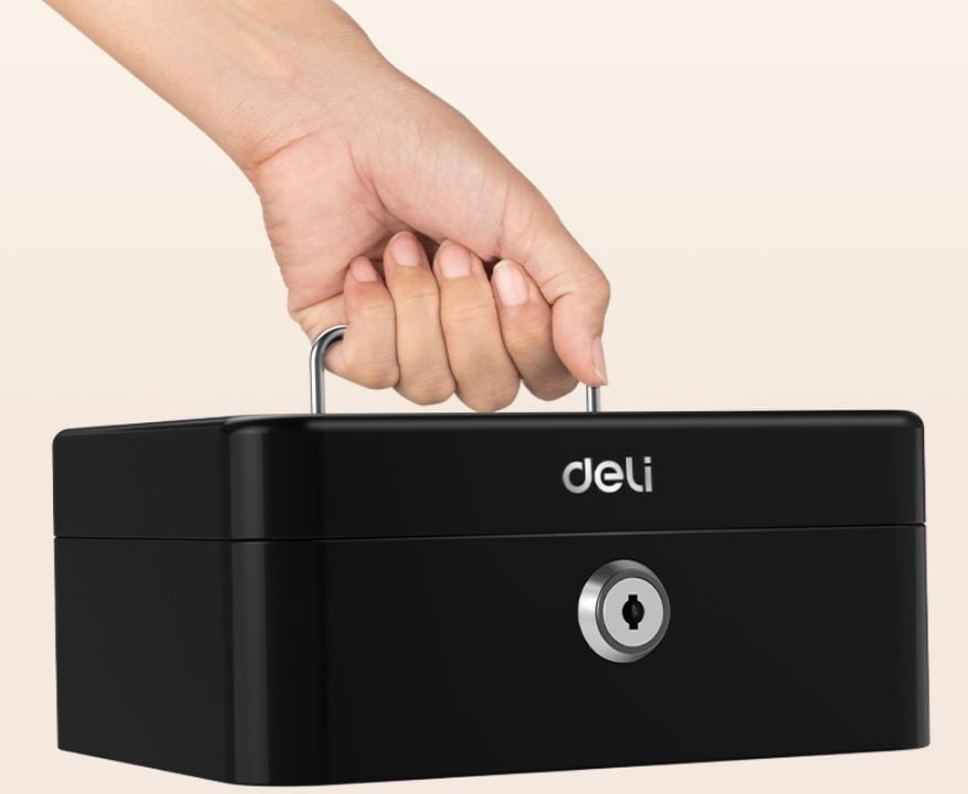 Сейф переносной Deli ET500, 90x200x160мм, под ключ, сталь