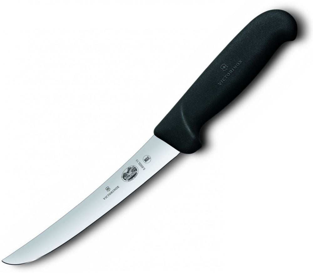 Нож кухонный Victorinox Fibrox (5.6503.15) стальной обвалочный лезв.150мм прямая  заточка  черный