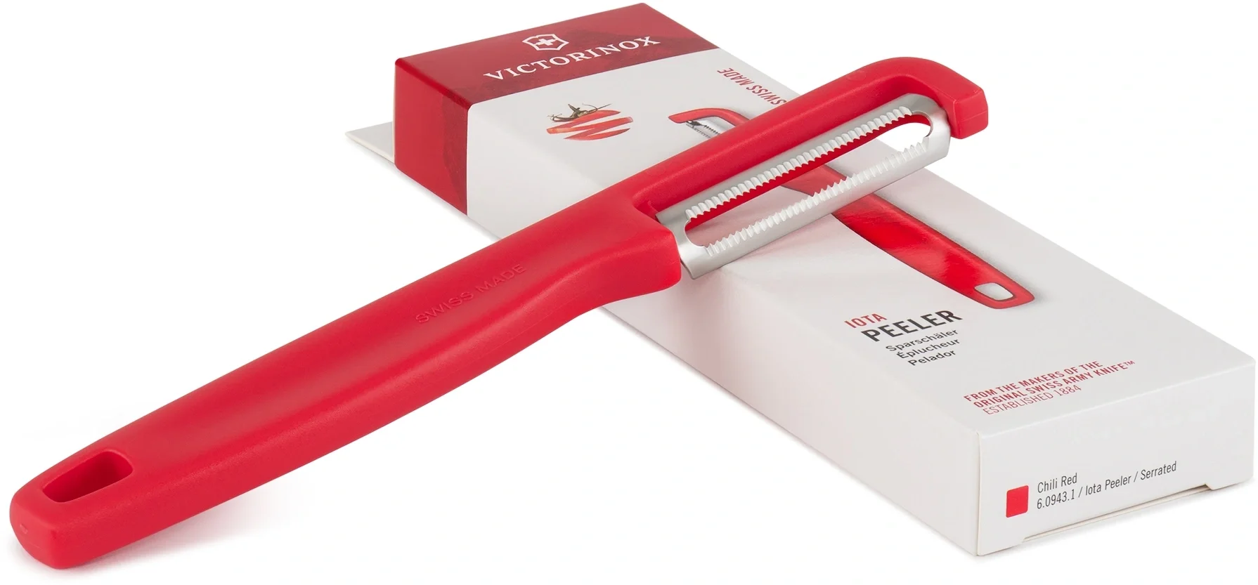 Овощечистка Victorinox Iotaс лезвием двухсторон. красный  упак.:европодвес  (6.0943.1)