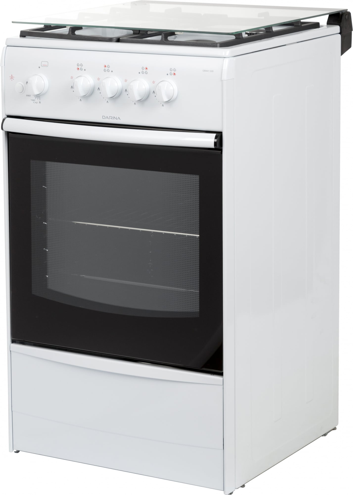 Плита газовая Darina 1B1 GM 441 008 W белый/черный, конфорок 4 шт, духовка 50 л, 50 см x 85 см x 51 см