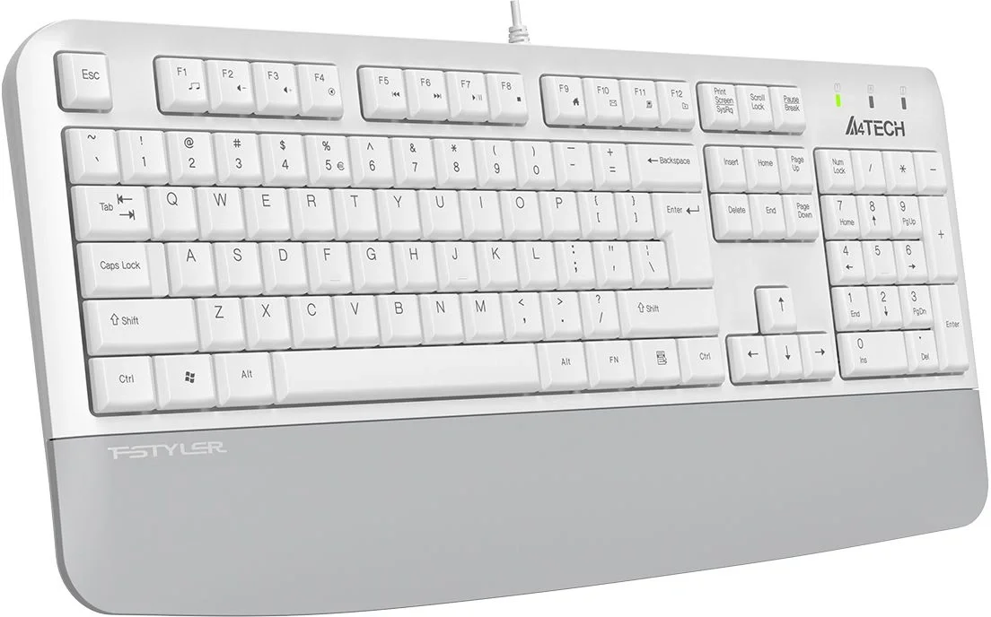 Клавиатура A4Tech Fstyler FK20 белый USB Multimedia (подставка для запястий) (FK20) кабель 1.5м