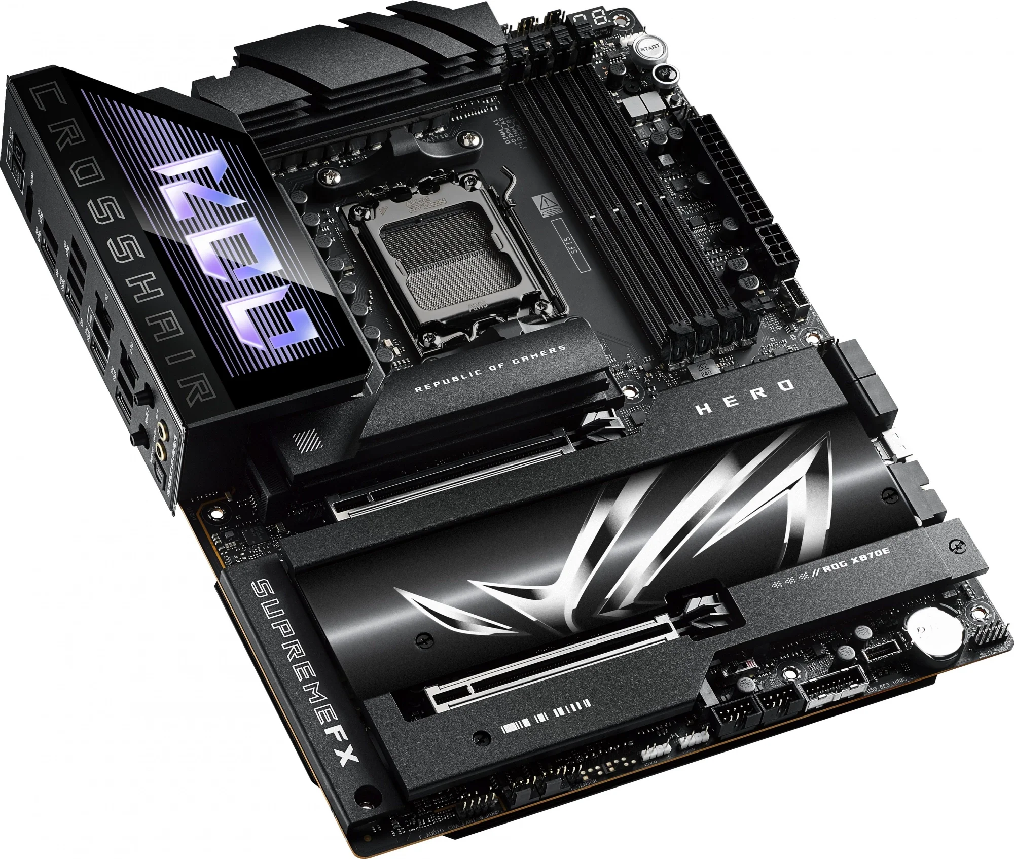 Материнская плата ASUS ROG CROSSHAIR X870E HERO SocketAM5 AMD X870 4xDDR5 ATX AC`97 8ch(7.1) 5Gigabit + 2.5Gigabit Ethernet RAID+HDMI [ROG CROSSHAIR X870E HERO]