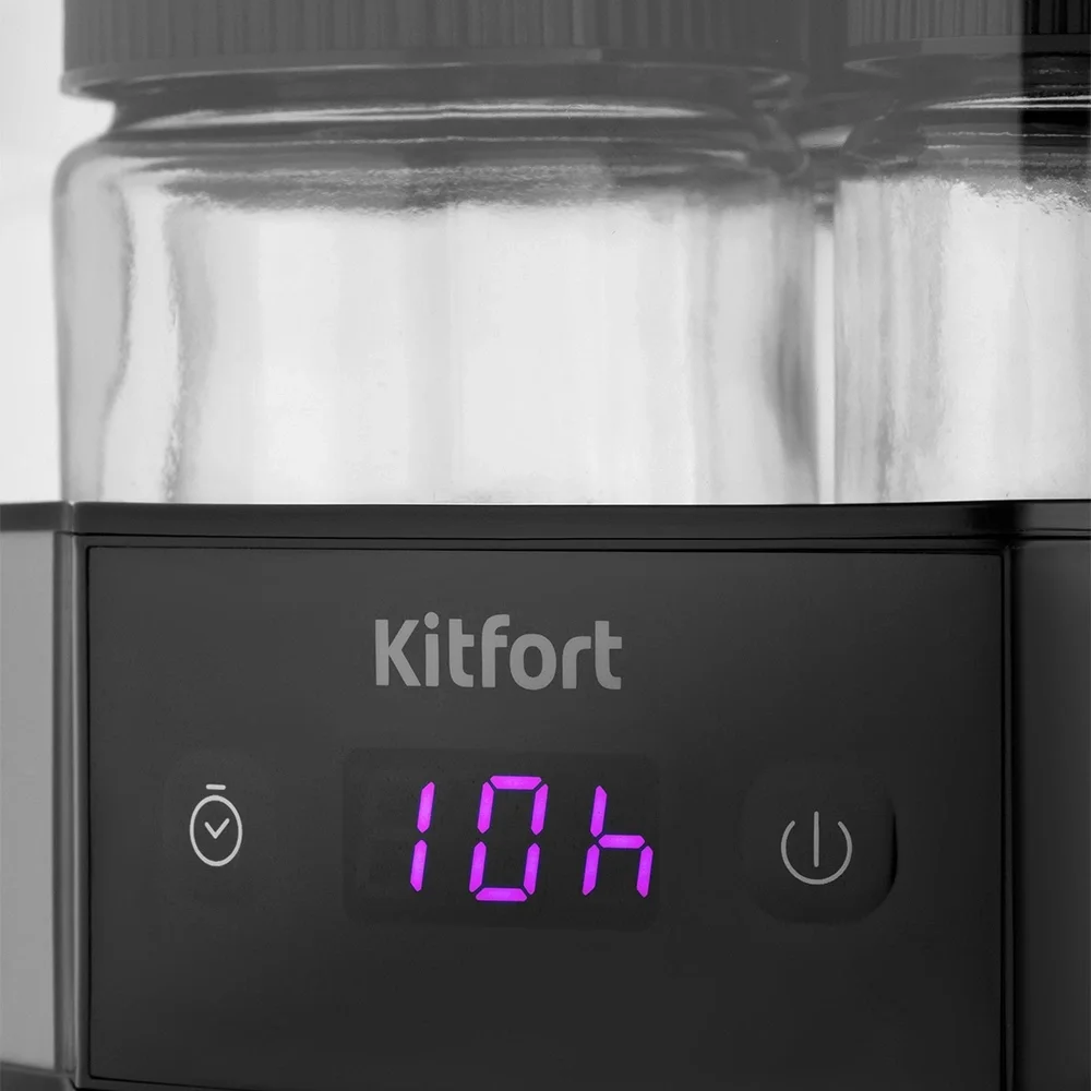 Йогуртница Kitfort КТ-6295 20Вт 7б.  190мл упр.:электрон. серебристый/черный