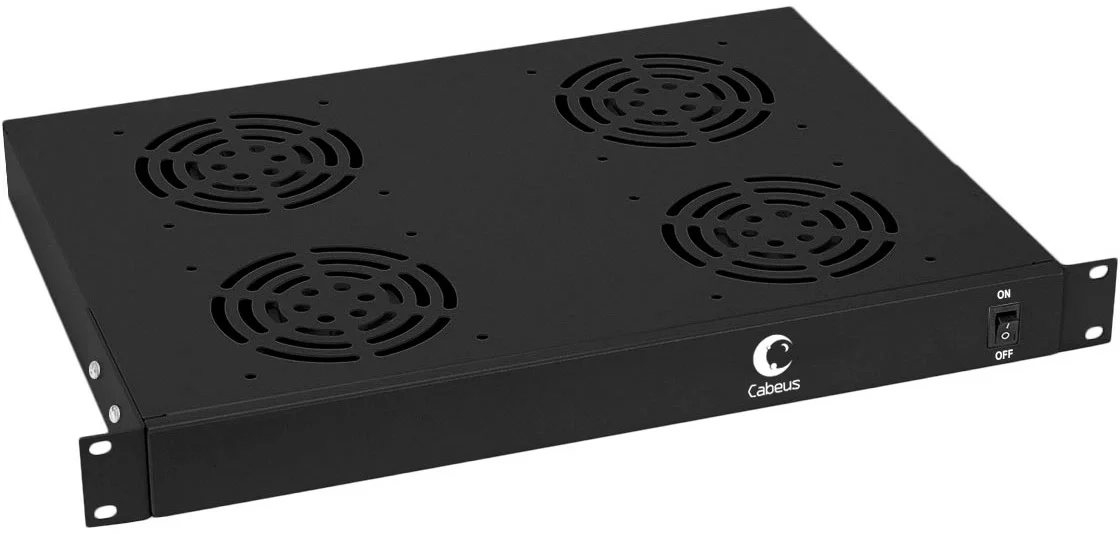 JG03-BK Вентиляторный модуль Cabeus 19" 220V 1U 45х485х320 мм (ВхШхГ) вентиляторов: 4 поток: 600 м3/ч для шкафов цвет: чёрный