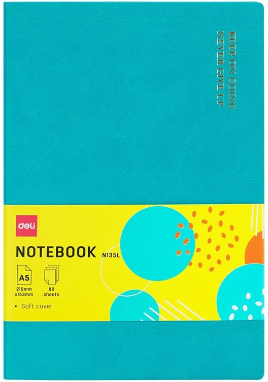 Блокнот Deli EN135LBLUE A5 210х143 мм, искусственная кожа, 80 л, линейка, мягкая обложка, синий