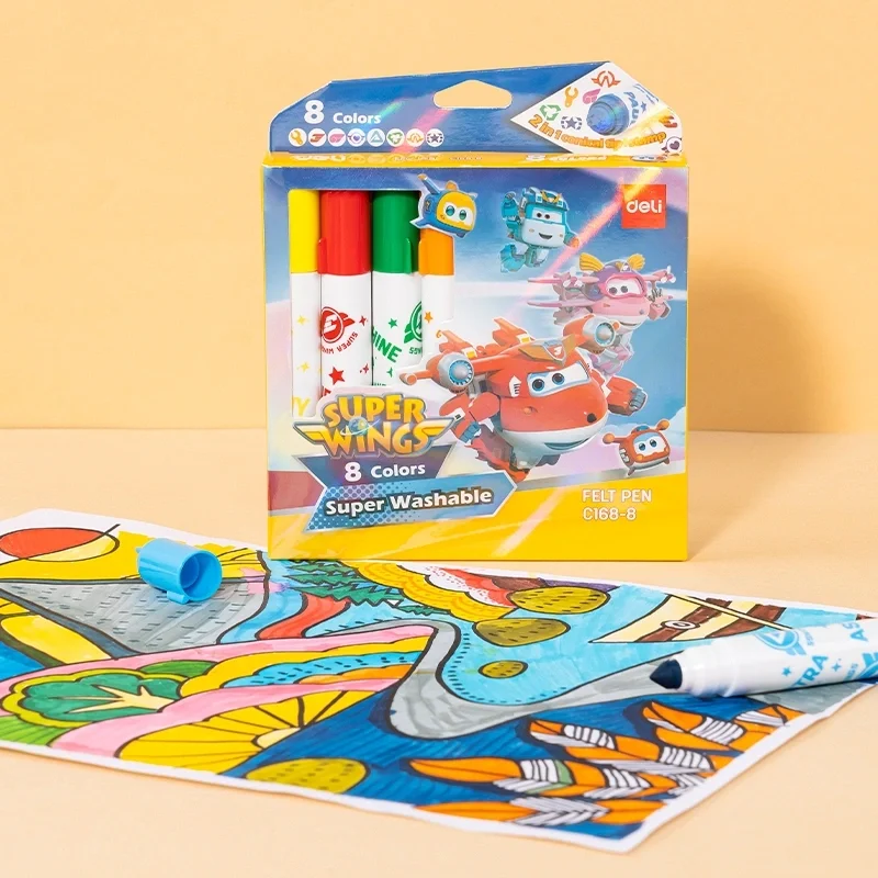 Фломастеры Deli EC168-8 Super Wings конический пишущий наконечник