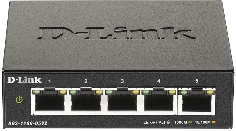 Коммутатор D-Link DGS-1100-05V2/A1A, настраиваемый, 5×1GbE