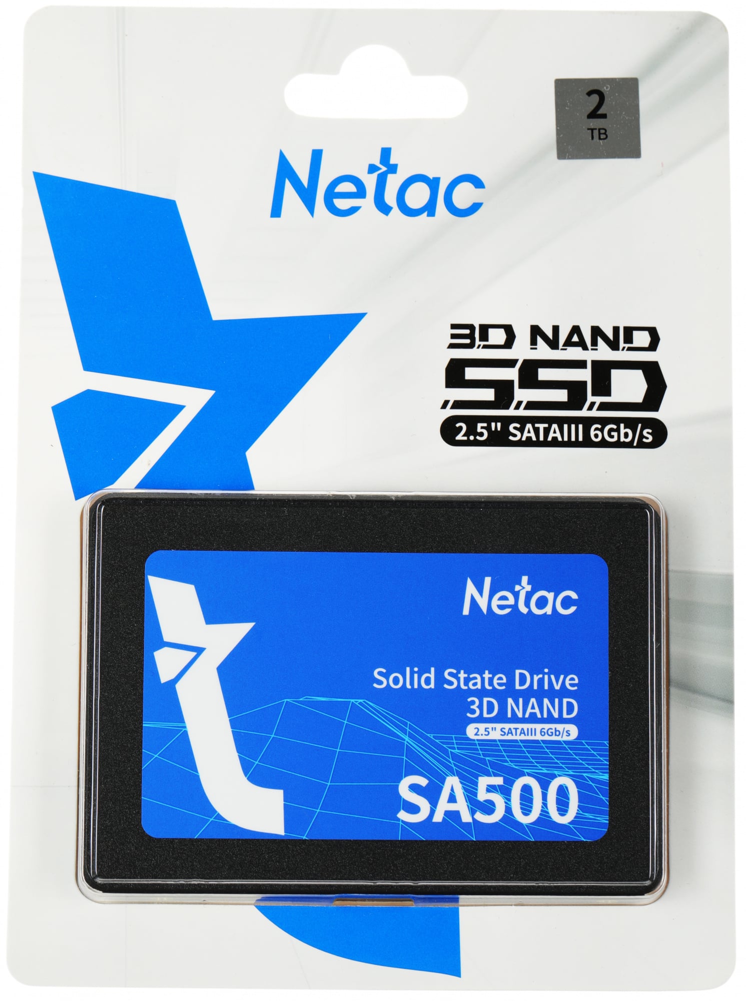 Диск SSD Netac - SA500, для ноутбука, 2.5", 2 ТБ, SATA, 6 Гб/с, speed write-475МБ/с read-530МБ/с, NT01SA500-2T0-S3X