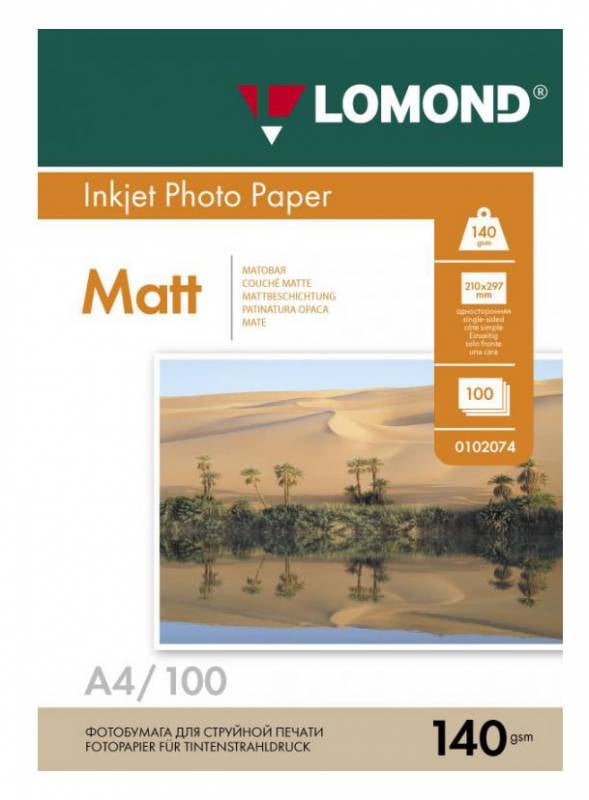 (Поврежденная упаковка) Фотобумага LOMOND Одностороняя Матовая, 140г/м2 , A4(21x29)/100л.
