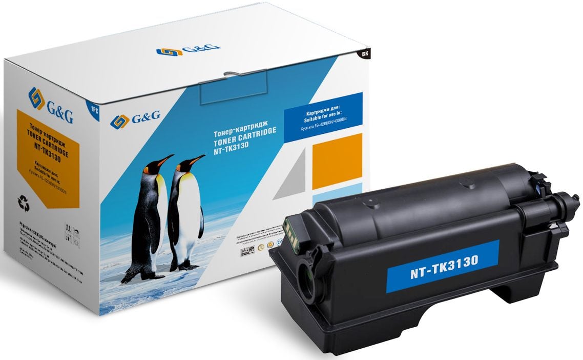 Тонер-картридж G&G - TK-3130, Лазерный, Черный, 25000стр, аналог Kyocera TK-3130, GG-TK3130