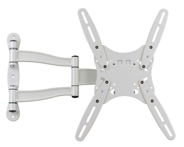Kromax TECHNO-5 white, Кр. алюм. наст. для TV 15"-55", max 35 кг, 5 ст св., нак. 15°, пов. 180°, от ст. 87-497 мм, max VESA 400x400 мм.