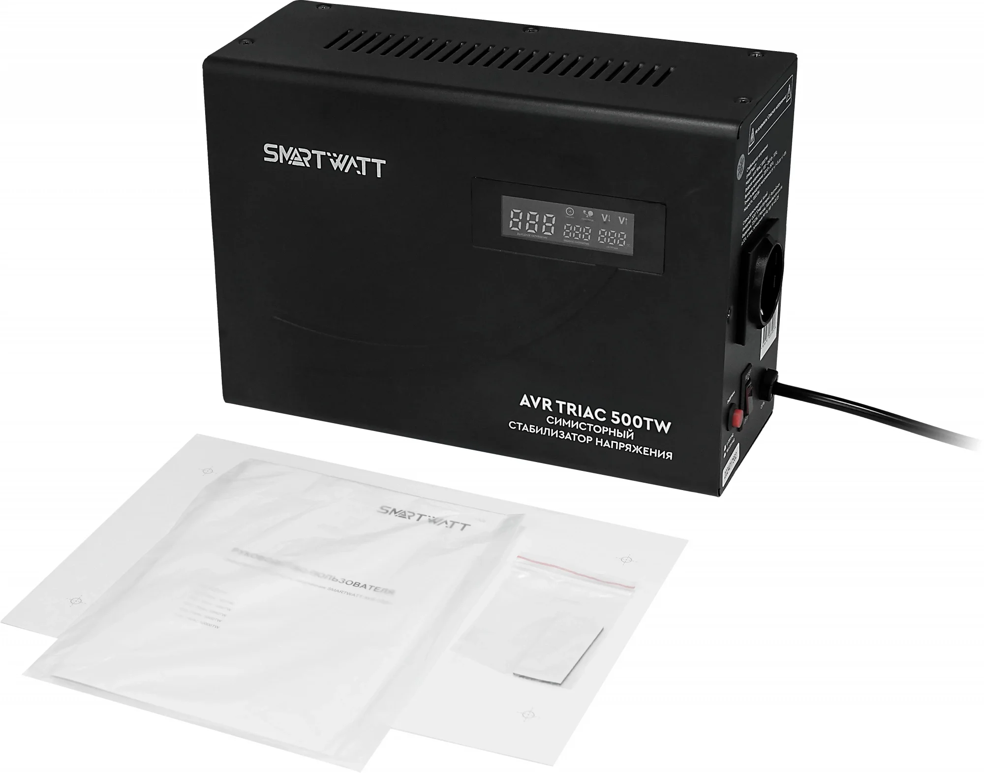 Стабилизатор напряжения SMARTWATT AVR TRIAC 500TW, 500VA, черный (4512020380004)