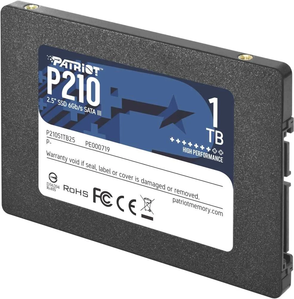 Диск SSD PATRIOT - P210, для ноутбука, 2.5", 1 ТБ, SATA, 6 Гб/с, speed write-430МБ/с read-520МБ/с, P210S1TB25