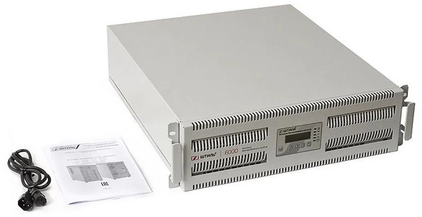 SR1106L Источник бесперебойного питания Штиль 6 кВА, в стойку 19", однофазный, внешние АБ, 5,4Квт, напряжение 220В, Типоразмер 133(3U)x483x530 мм, серый