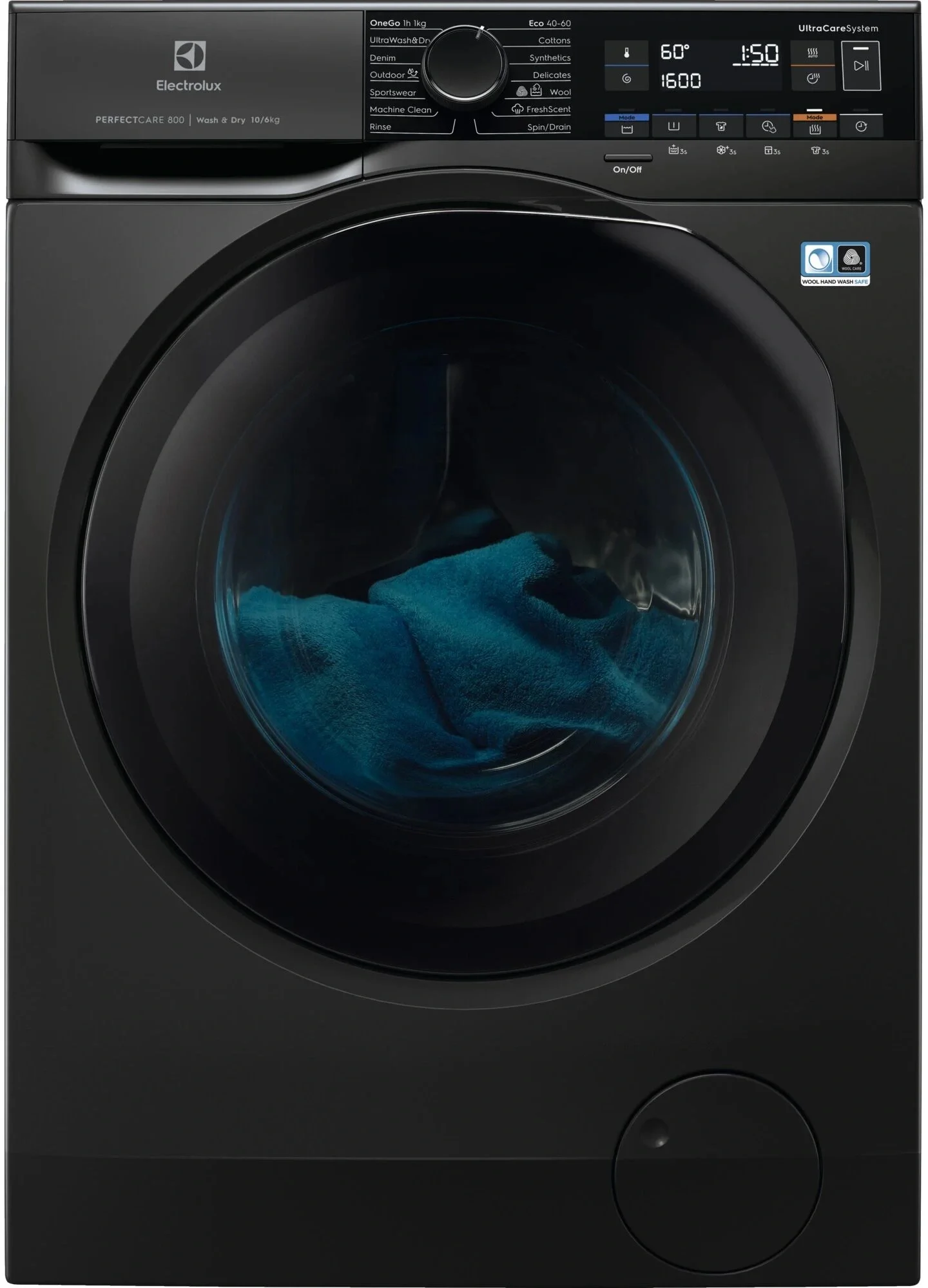 Стиральные машины с функцией сушки ELECTROLUX/ Фронтальная загрузка, стирка 10 кг / сушка 6 кг, отжим 1600 об/мин, классы A/A, глубина 63.6 см, большой ЖК дисплей, инверторный двигатель, технология стирки OKOMIX, конденсационная сушка, разглаживание и освежение белья при помощи пара, черный цвет