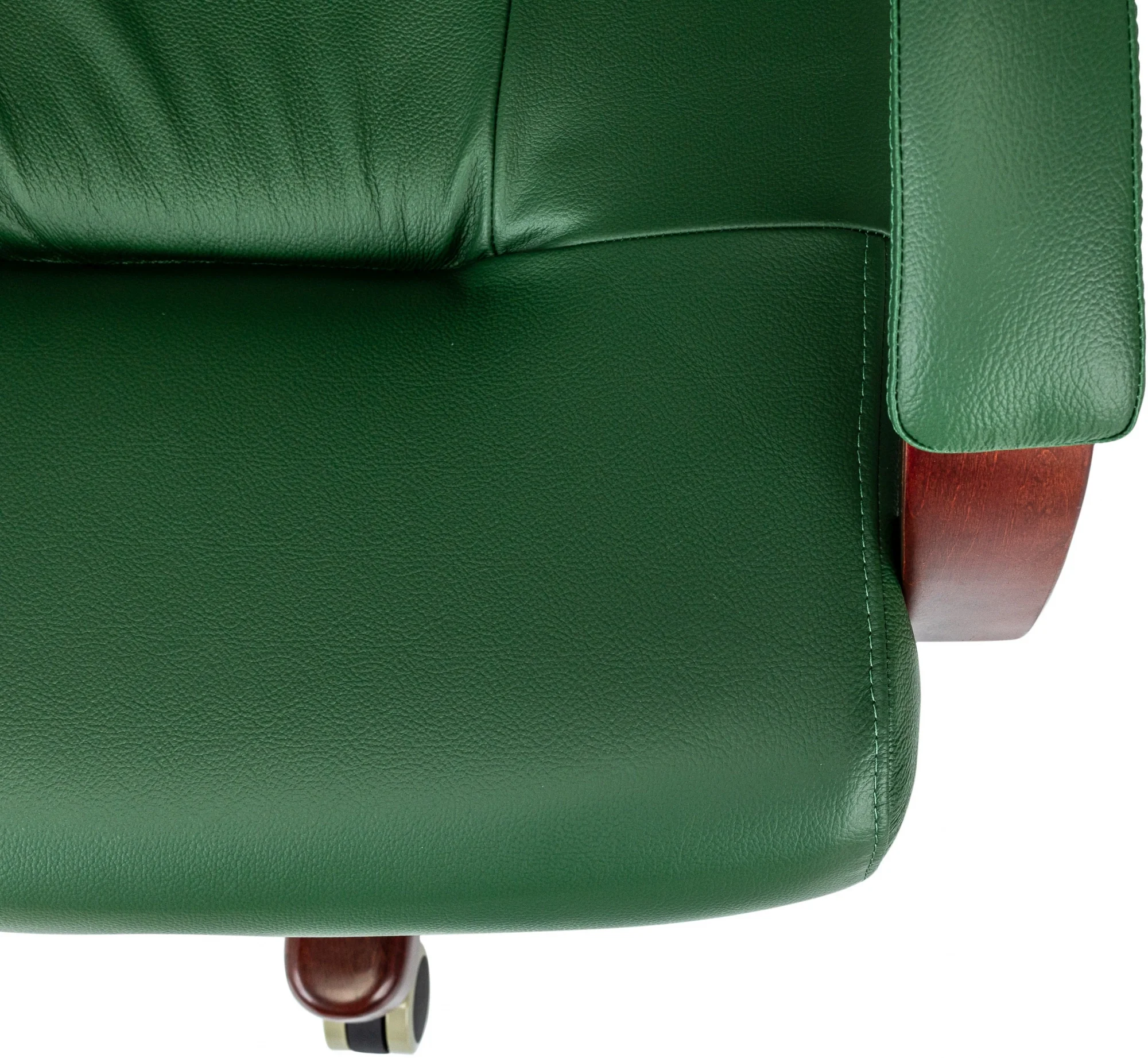 Кресло для руководителей БЮРОКРАТ T-9928Walnut зелёный, кожа, T-9928WALNUT/GREEN