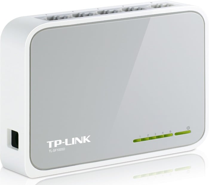 Коммутатор TP-LINK TL-SF1005D 5-портовый 10/100 Мбит/с мини настольный коммутатор, 5 портов RJ45 10/100 Мбит/с, пластиковый корпус, руководство пользователя и коробка на русском языке (020064) {90}