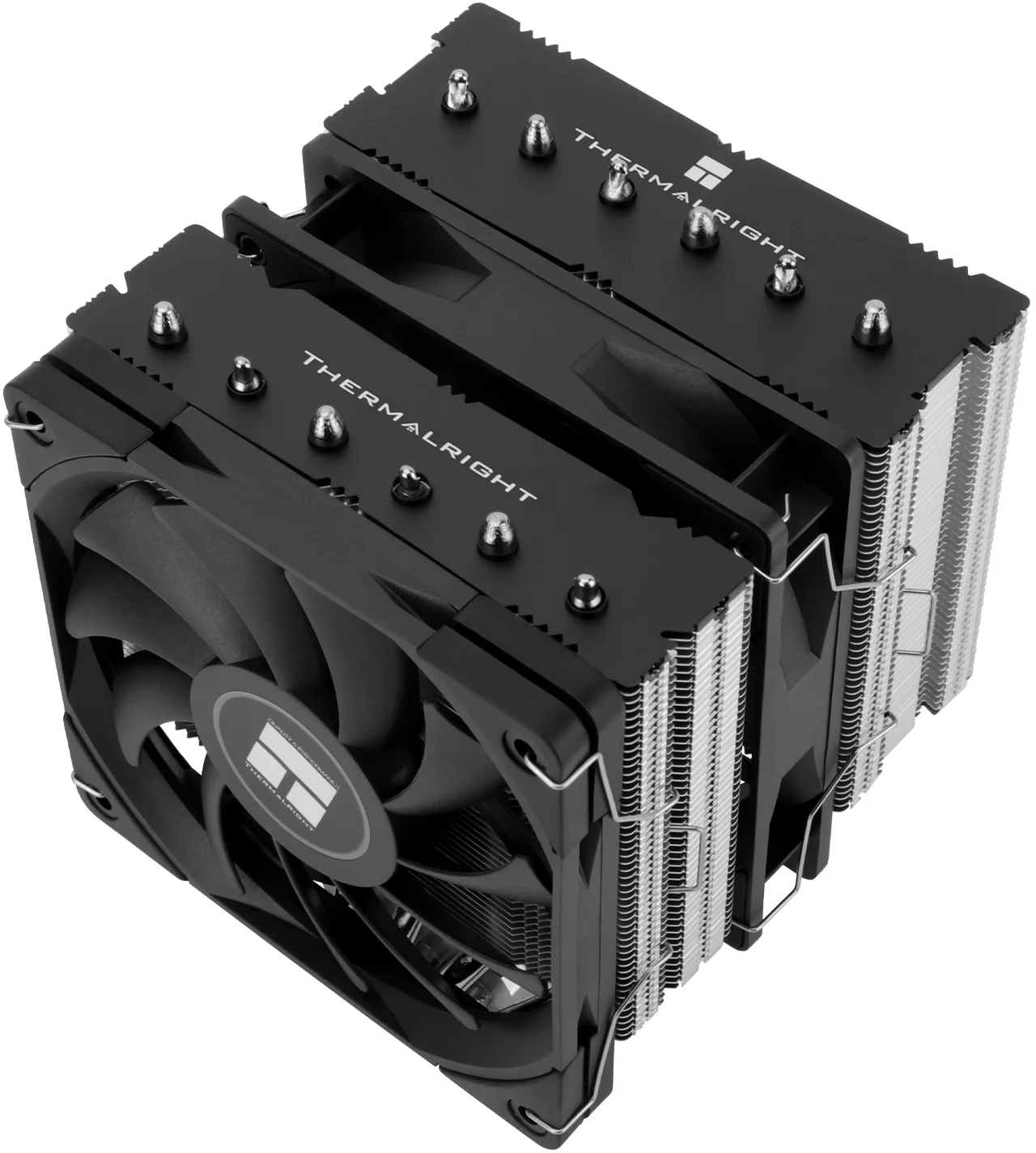 Кулер для процессора/ CPU Cooler Thermalright Royal Knight 120 SE (4-pin PWM, 155mm, Ni/Cu, 6x6mm, 2x120mm, 66.17CFM/59CFM, 25.6dBA/26.1dBA, 1500RPM/1800RPM, S: 1200, 1700, 1851, 115X, AM4, AM5, silver, black)