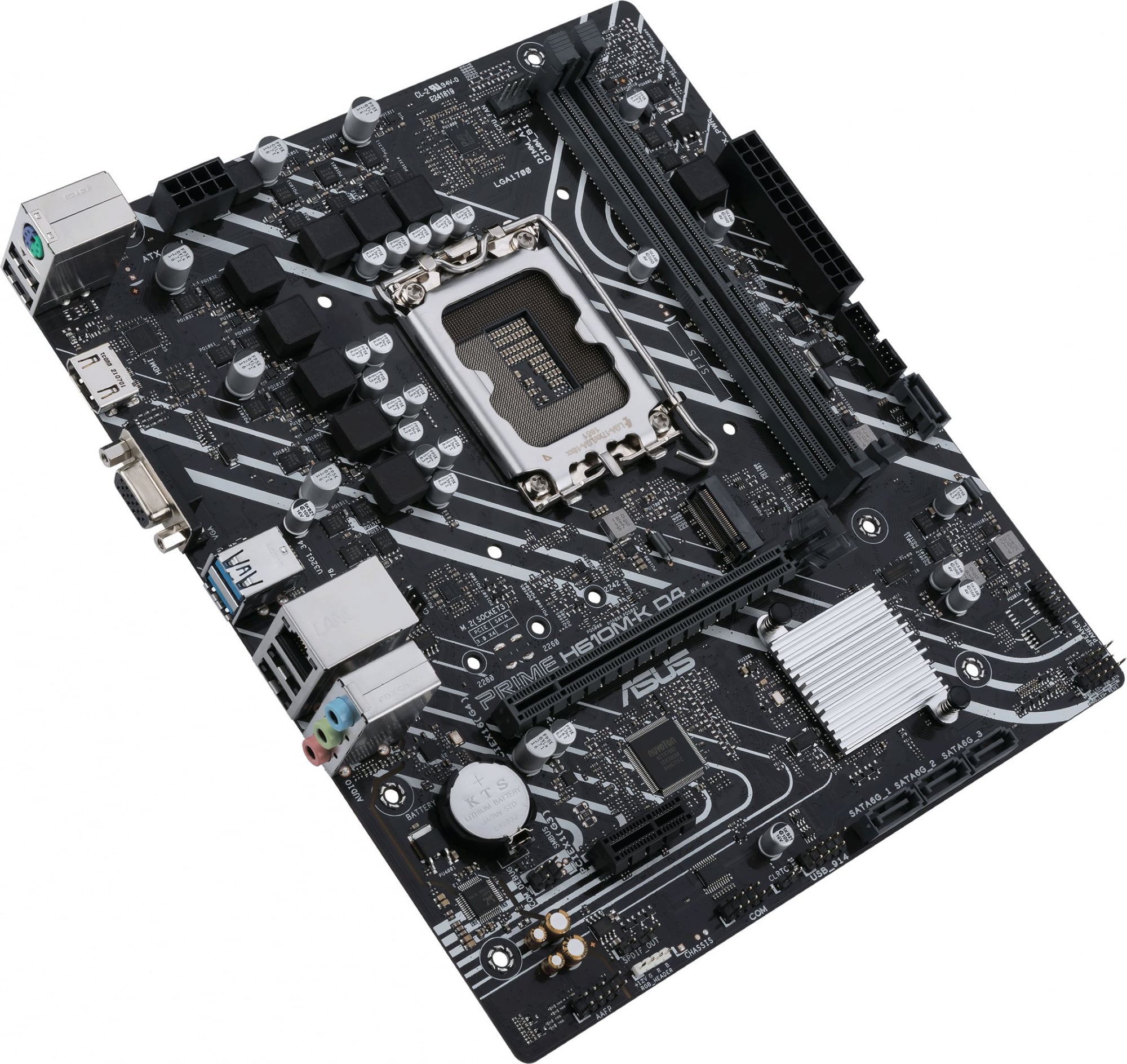 Материнская плата Asus - PRIME H610M-K D4, mATX, Intel H610, 1xLGA 1700, 2xDDR4 до 64ГБ, 1x1GbE, audio, M.2, VGA, HDMI, 1xPS/2, 4xSATA, 4xUSB2.0, 2xUSB3.2, PRIME H610M-K D4