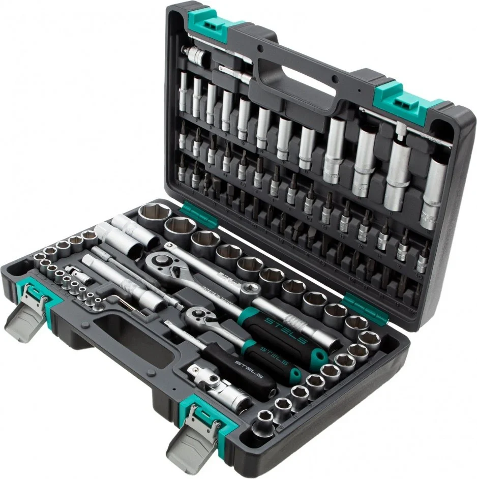 Набор инструментов Stels 14106 1/2'' 1/4'' CrV пластиковый кейс  94 предм.