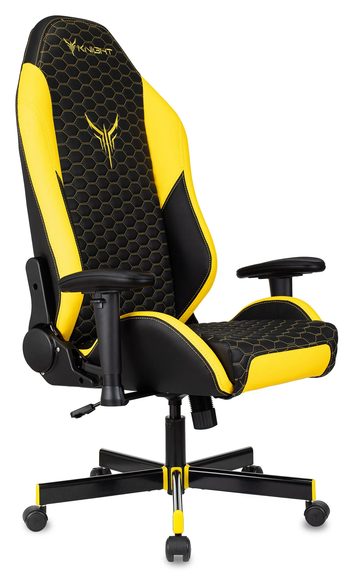 Кресло игровое Knight Neon черный/желтый соты экокожа с подголов. крестов. металл