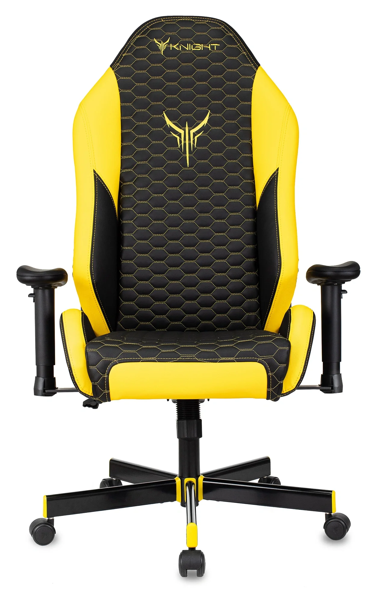 Кресло игровое Knight Neon черный/желтый соты экокожа с подголов. крестов. металл