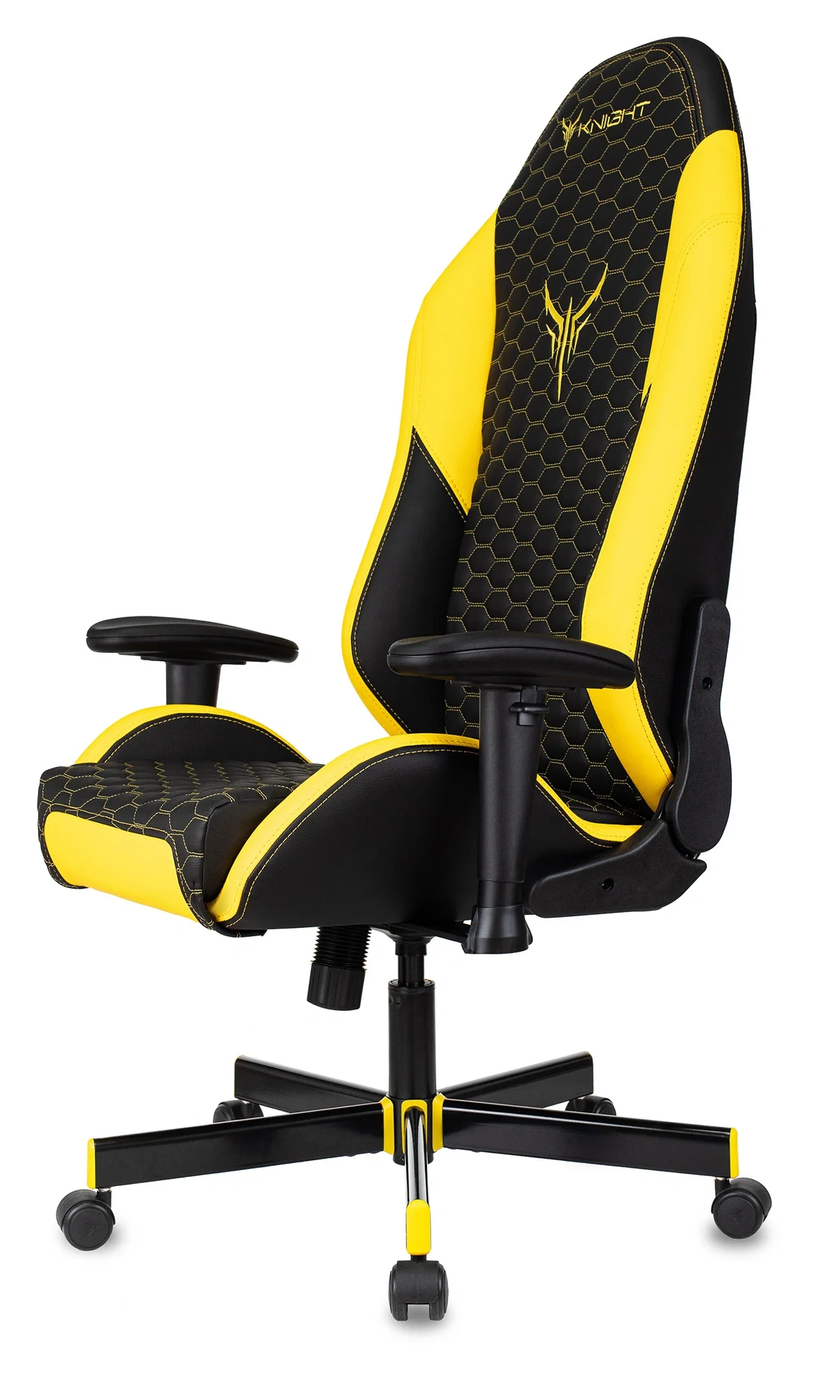 Кресло игровое Knight Neon черный/желтый соты экокожа с подголов. крестов. металл
