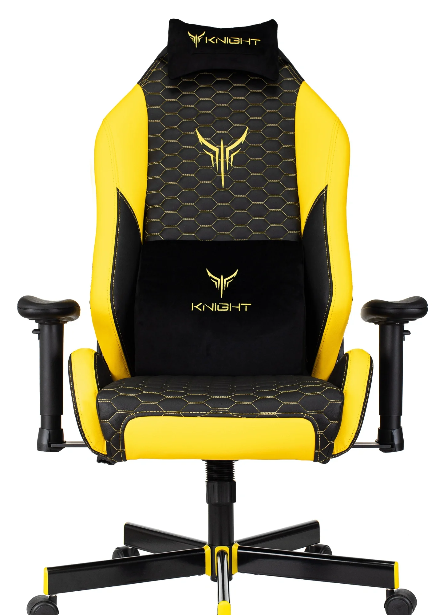 Кресло игровое KNIGHT knight neon yellow, экокожа, черный/желтый