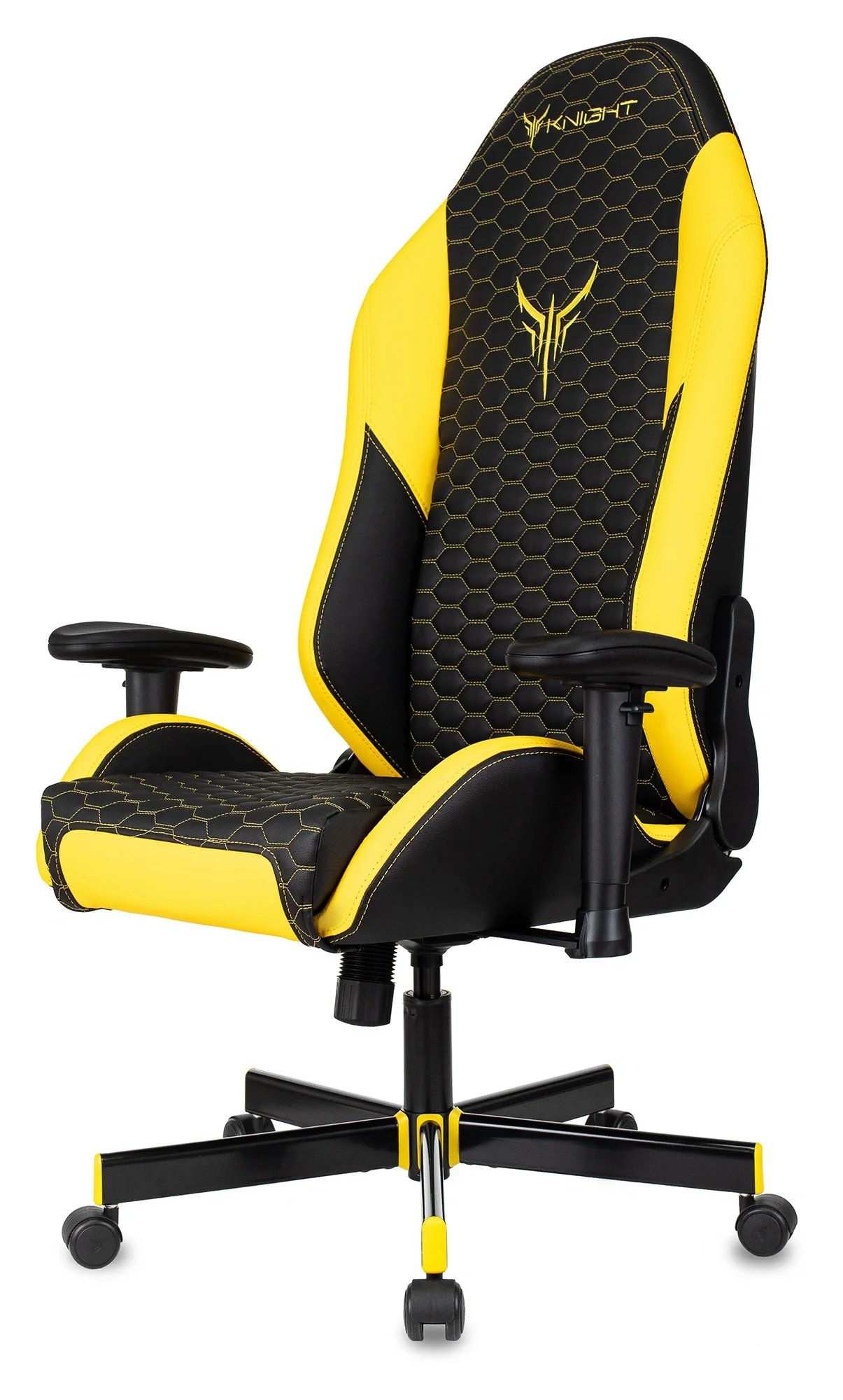 Кресло игровое Knight Neon черный/желтый соты экокожа с подголов. крестов. металл