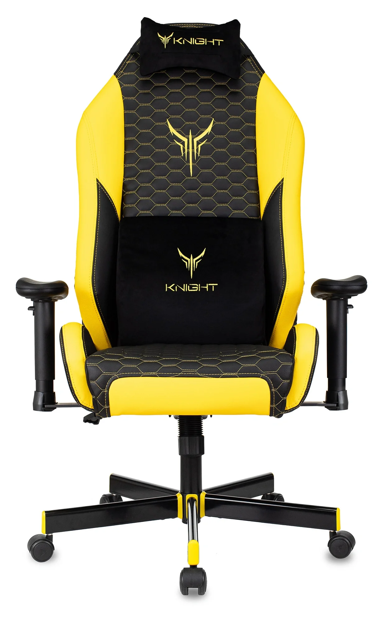 Кресло игровое Knight Neon черный/желтый соты экокожа с подголов. крестов. металл