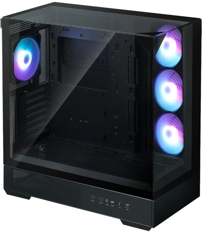 Компьютерный корпус ZALMAN P40 Prism Plus, ATX, черный, WINDOW, 3xCombo (3.5'' or 2.5"), 1xUSB TYPE-C, 2xUSB 3.0, SIDE 3x120мм ARGb, REAR 1x120мм ARGb