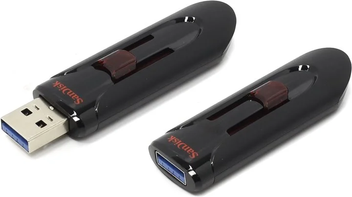 USB накопитель SanDisk - Cruzer Glide, USB Type A (USB 3.2 Gen 1), 128 ГБ, цвет чёрно-красный, SDCZ600-128G-G35