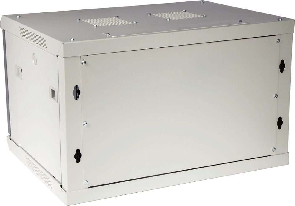 Настенный шкаф LANMASTER - PRO, 9U, глубина-600 мм, ширина-600 мм, стеклянная дверь, съемные стенки, max-60кг, полезная глубина-500мм, IP20, цвет серый, TWT-CBWPG-9U-6X6-GY