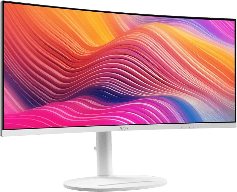 Монитор MSI - MD342CQPW, 34", 21:9, VA, 300cd/m², 3500:1, 3440x1440 (UltraWide WQHD), 120 Гц, 2x HDMI, 1x DP, USB-hub, HAS, HAS, speakers, curved, цвет белый, 9S6-3PC59H-021(036)