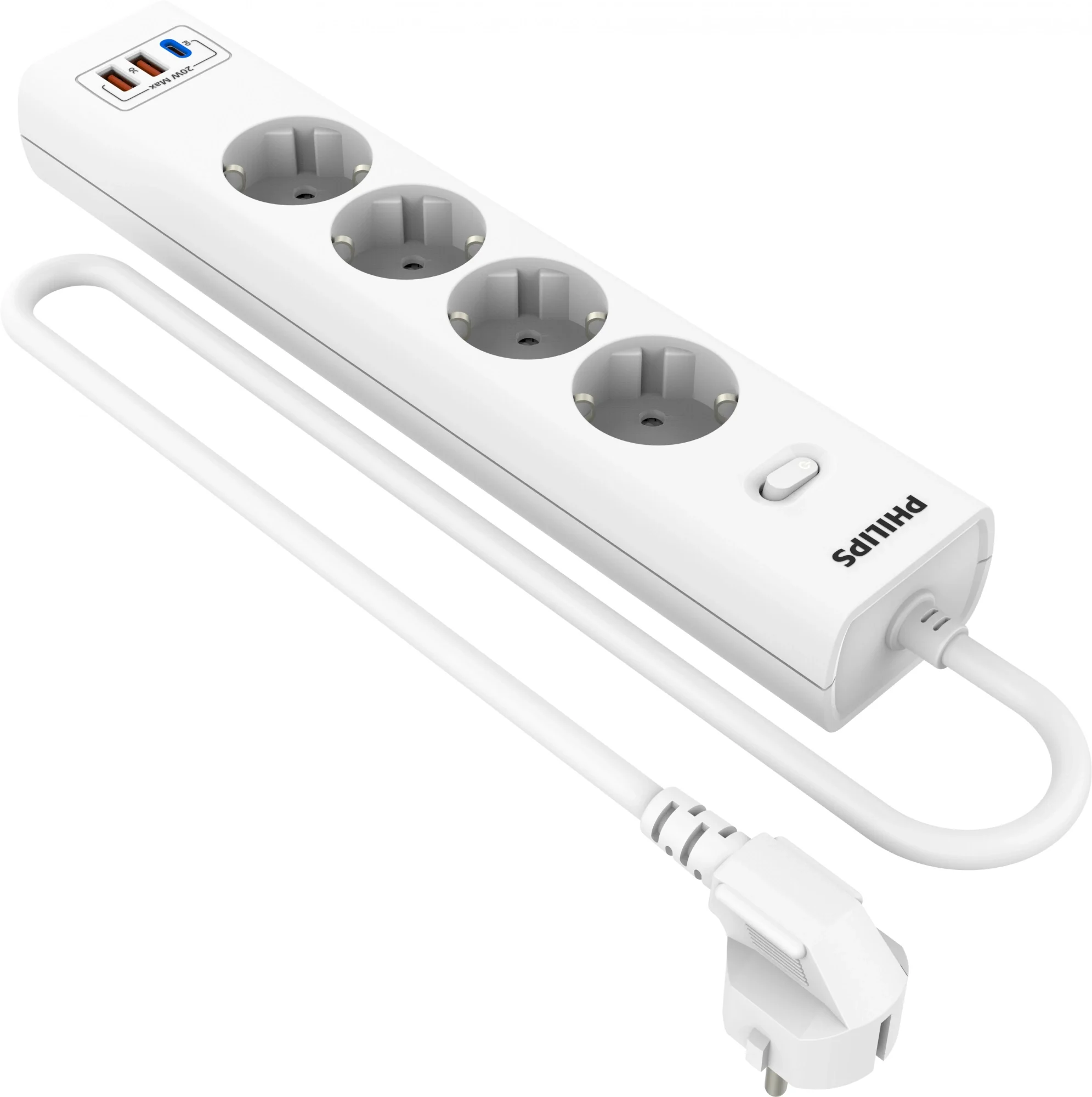 Сетевой фильтр Philips CHP4346WB/51 3м (4 розетки)  белый  (коробка)