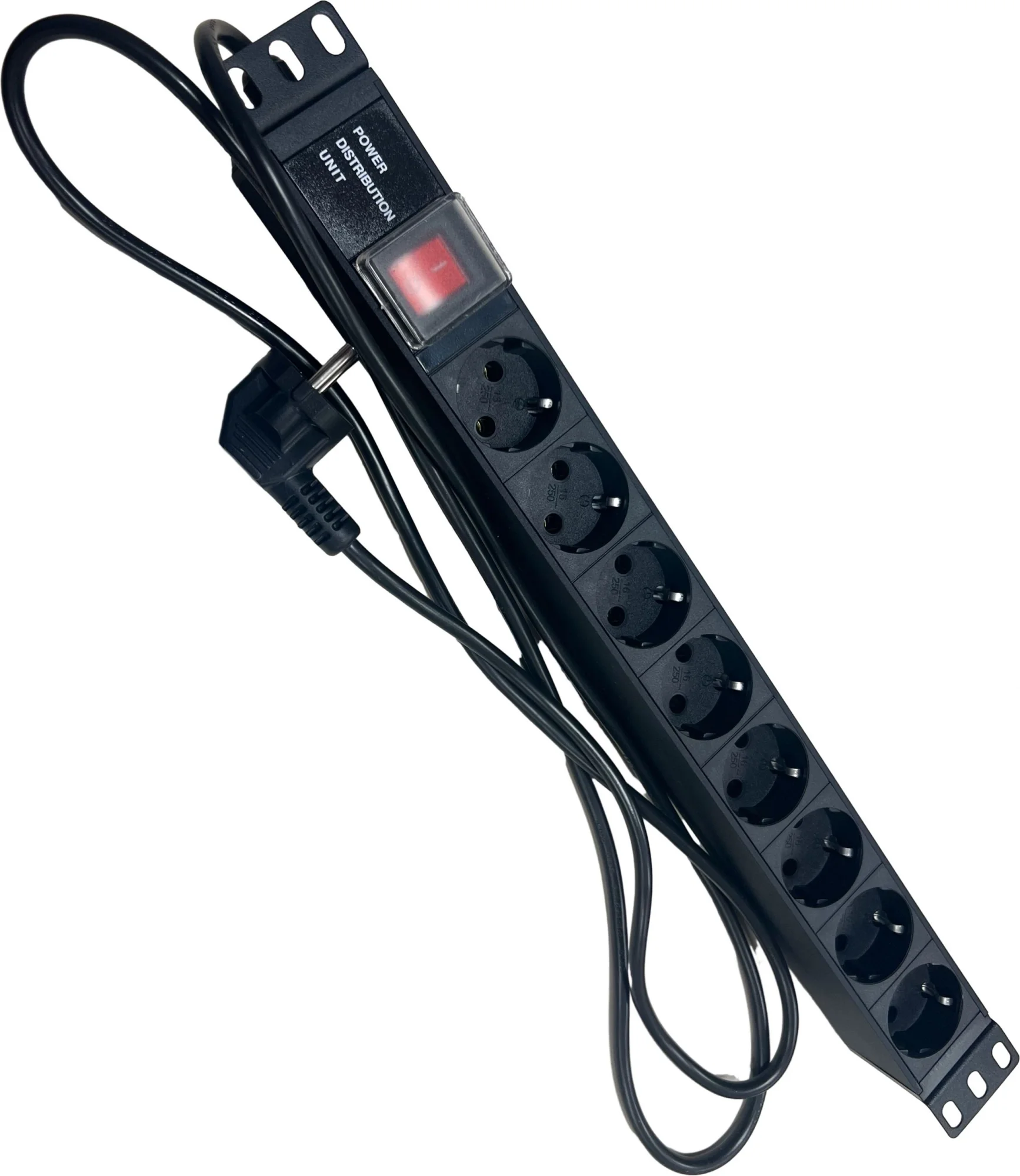 Распределитель питания NTSS - PDU DA, 16A, in (220V Сетевой шнур (Schuko)), out ( 8xSchuko), 1.8 м, Горизонтальный, 1U, цвет чёрный, NTSS-PDU-DA2034