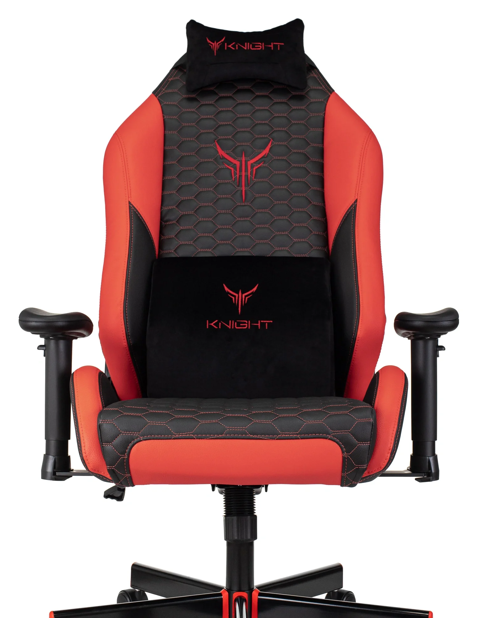 Кресло игровое Knight Neon Red, экокожа, черный/красный