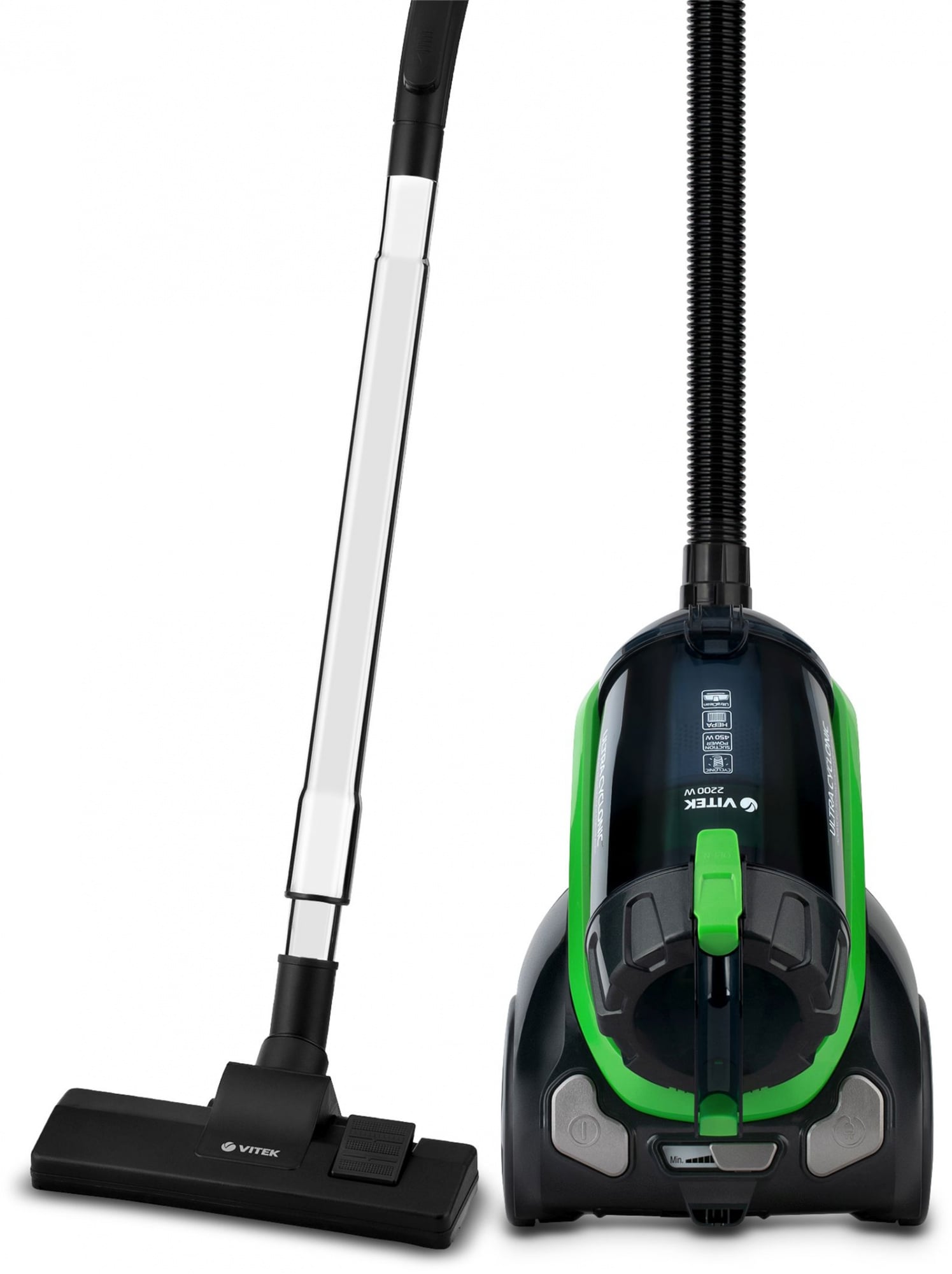 Пылесос Vitek VT-8130 BK, сухая уборка, зеленый/черный