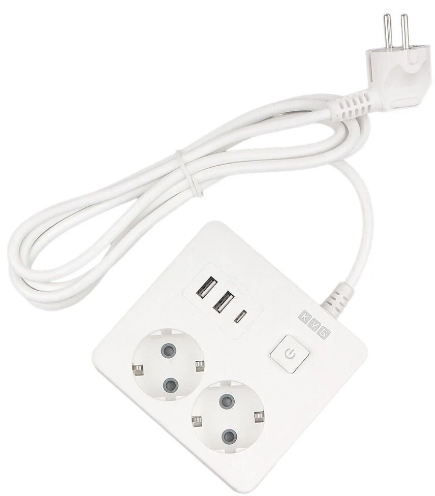 Удлинитель PowerCube PC-1-2M, 2 розетки, 3×USB, 1.9 м